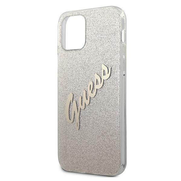 Guess GUHCP12SPCUGLSGO Apple iPhone 12 mini gold hardcase Glitter Gradient Script