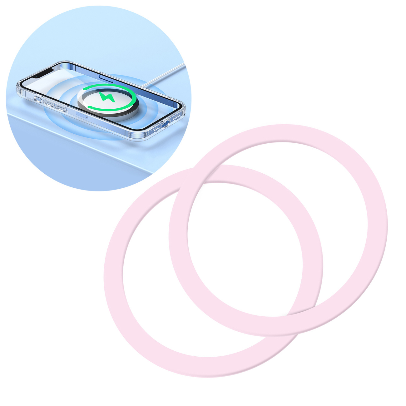 Joyroom set of metal magnetic rings for smartphone 2 pcs pink (JR-Mag-M3)