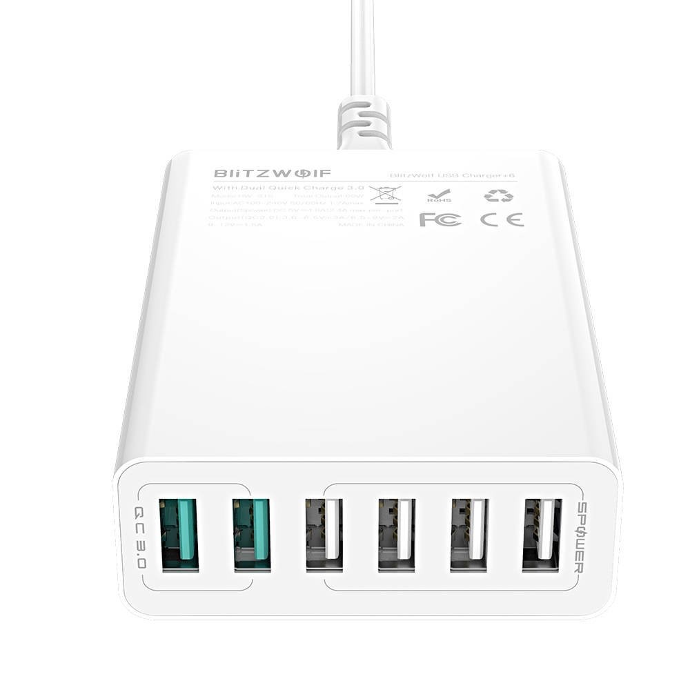 Blitzwolf BW-S15 Charger 6x USB , QC 3.0, 60 W (white)
