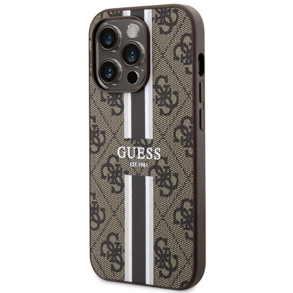 Guess GUHMP14LP4RPSW Apple iPhone 14 Pro brown hardcase 4G Printed Stripes MagSafe