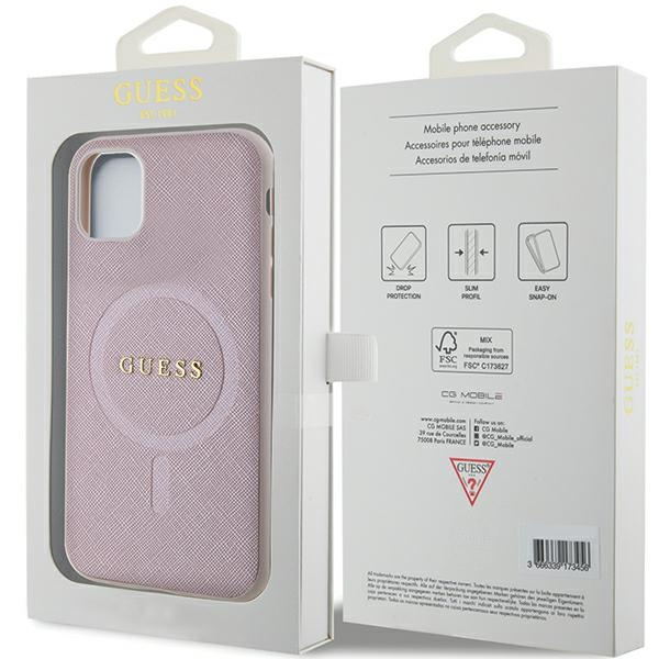 Guess GUHMN61PSAHMCP Apple iPhone 11/XR hardcase Saffiano MagSafe pink
