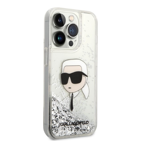 Karl Lagerfeld KLHCP14LLNKHCH Apple iPhone 14 Pro silver hardcase Glitter Karl Head
