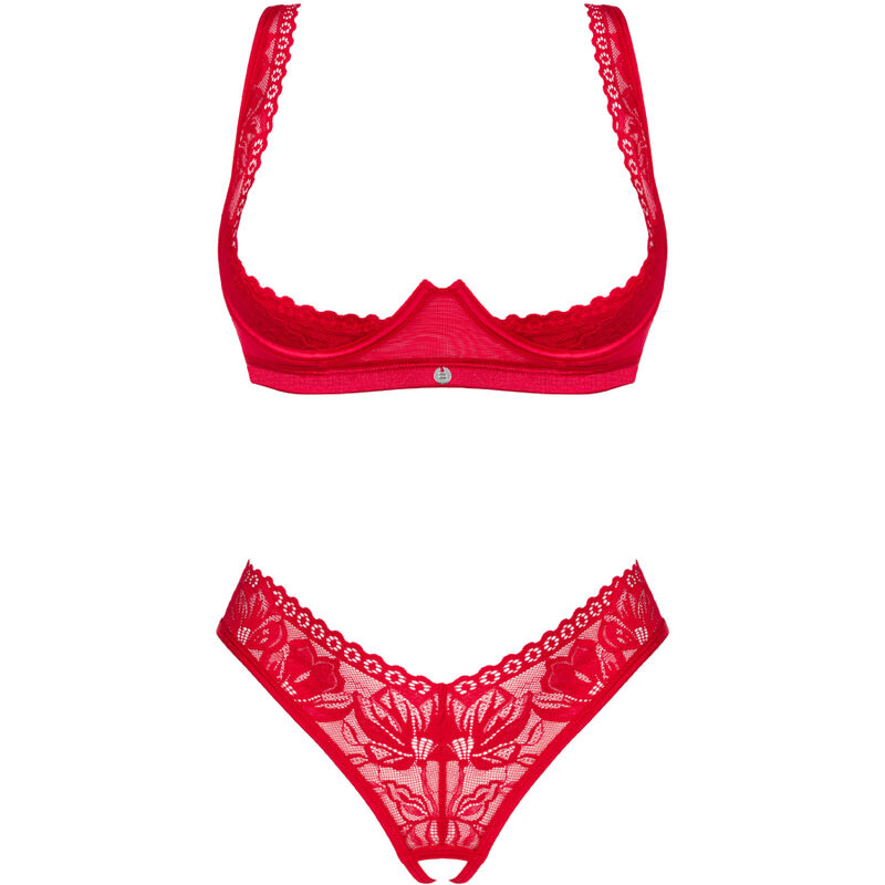 OBSESSIVE - LACELOVE CUPLESS TWO PIECES SET RED M/L