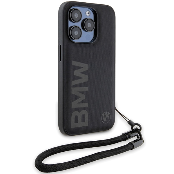 BMW BMHCP15L23RMRLK Apple iPhone 15 Pro hardcase Signature Leather Wordmark Cord black