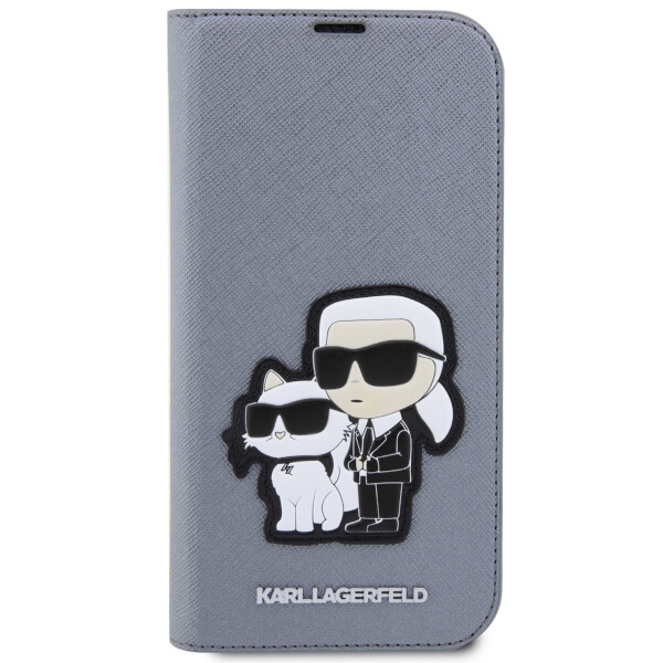 Karl Lagerfeld KLBKP14LSANKCPG Apple iPhone 14 Pro bookcase silver Saffiano Karl & Choupette