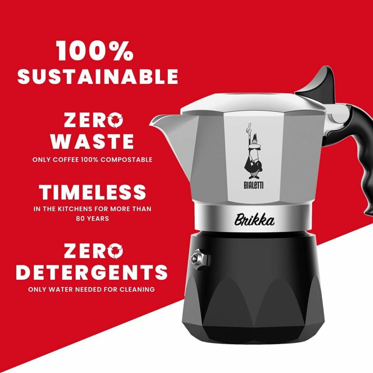 Italian Coffee Pot Bialetti BRIKKA Black Aluminium 2 Cups