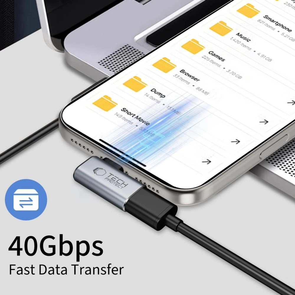 Adapter USB-C / USB-C Tech-Protect Ultraboost AA01 Angle Adapter USB-C Grey