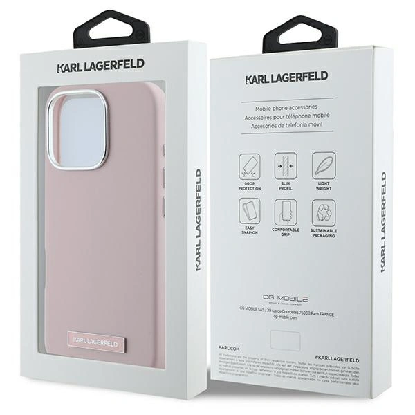 Karl Lagerfeld KLHMP16LPGMSRPP Apple iPhone 16 Pro hardcase FW Metal Plate MagSafe pink