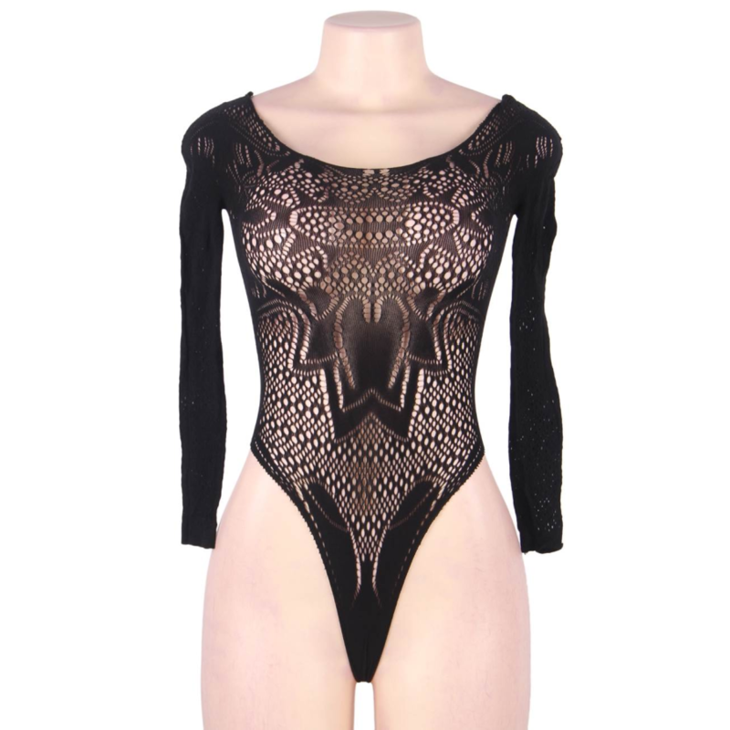 QUEEN LINGERIE LONG SLEEVE TEDDY S-L