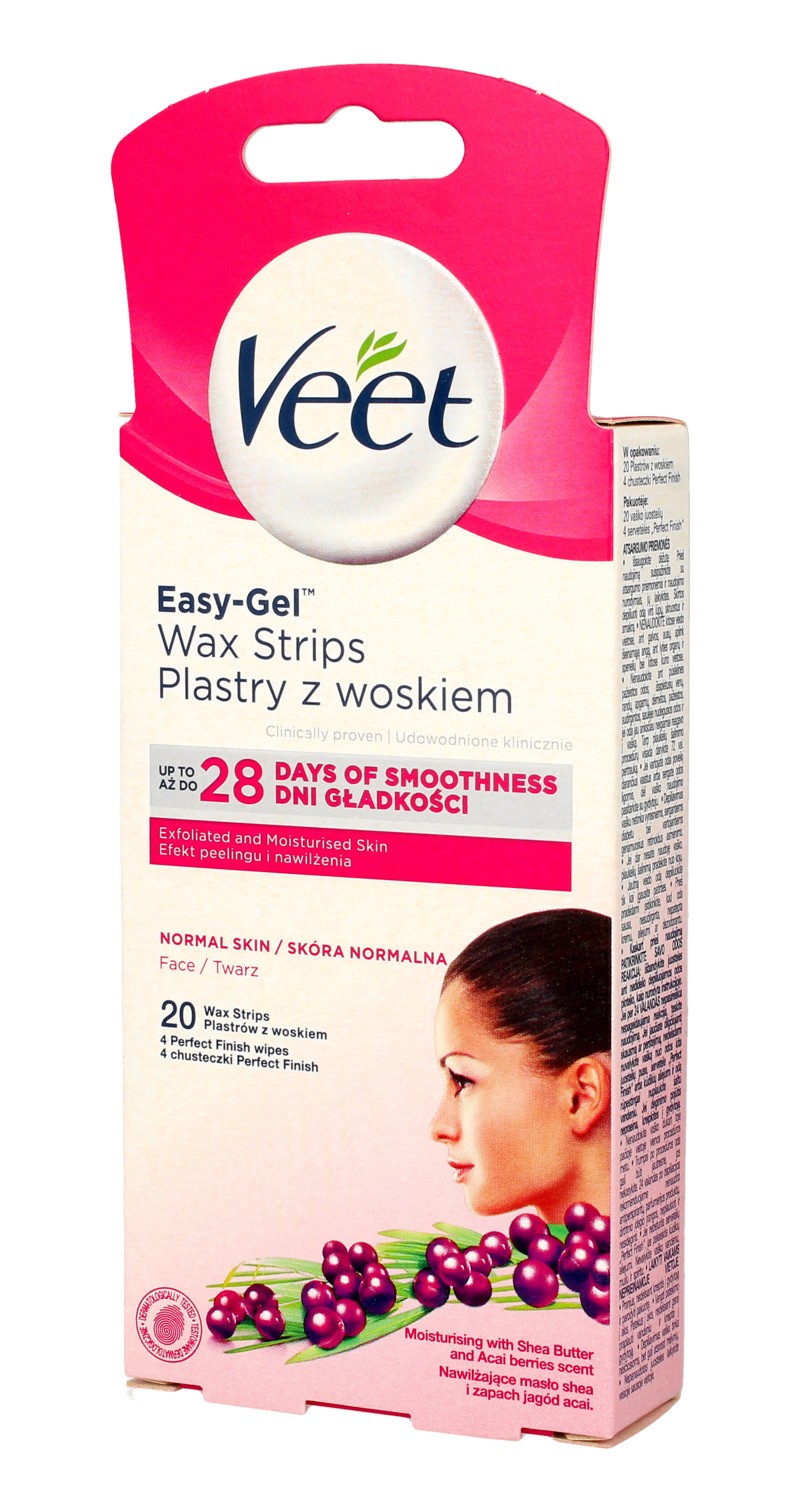 Veet Plastry z woskiem do depilacji twarzy Easy-Gelwax - skóra normalna  1op-20szt