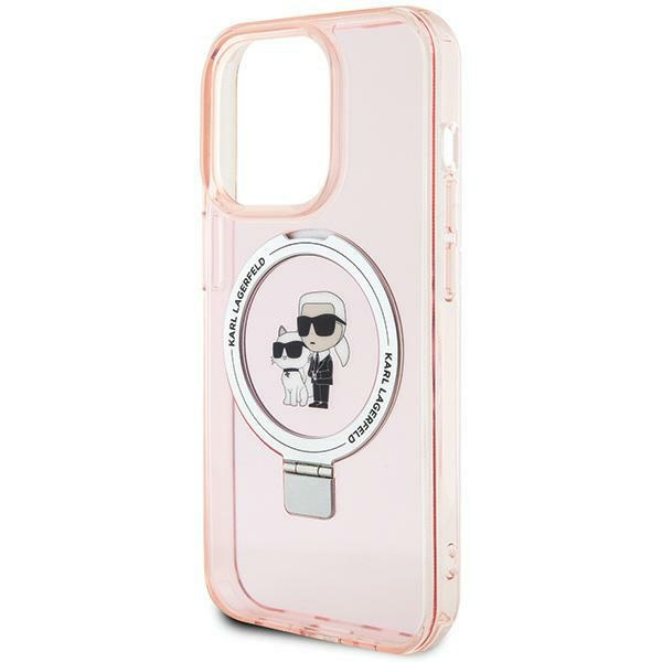 Karl Lagerfeld KLHMP15LHMRSKCP Apple iPhone 15 Pro hardcase Ring Stand Karl&Choupettte MagSafe pink