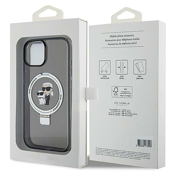 Karl Lagerfeld KLHMP14SHMRSKCK Apple iPhone 14 / 15 hardcase Ring Stand Karl&Choupettte MagSafe black