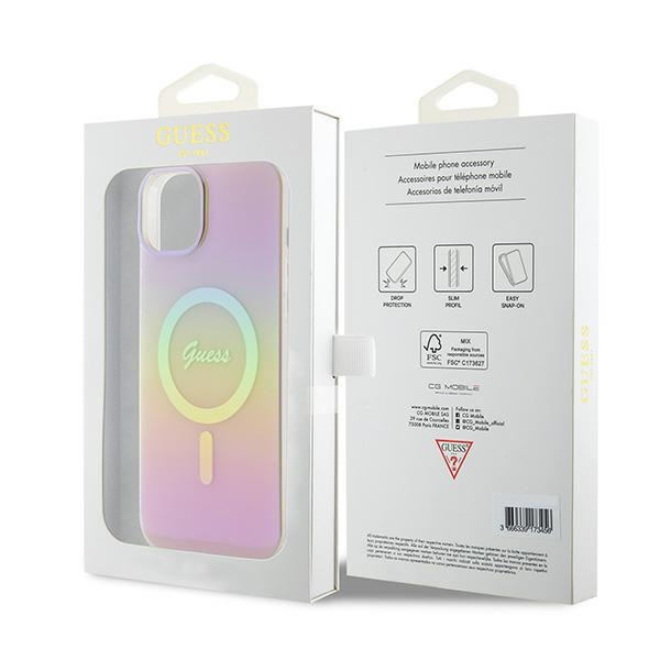 Guess GUHMP15MHITSP Apple iPhone 15 Plus hardcase IML Iridescent MagSafe pink