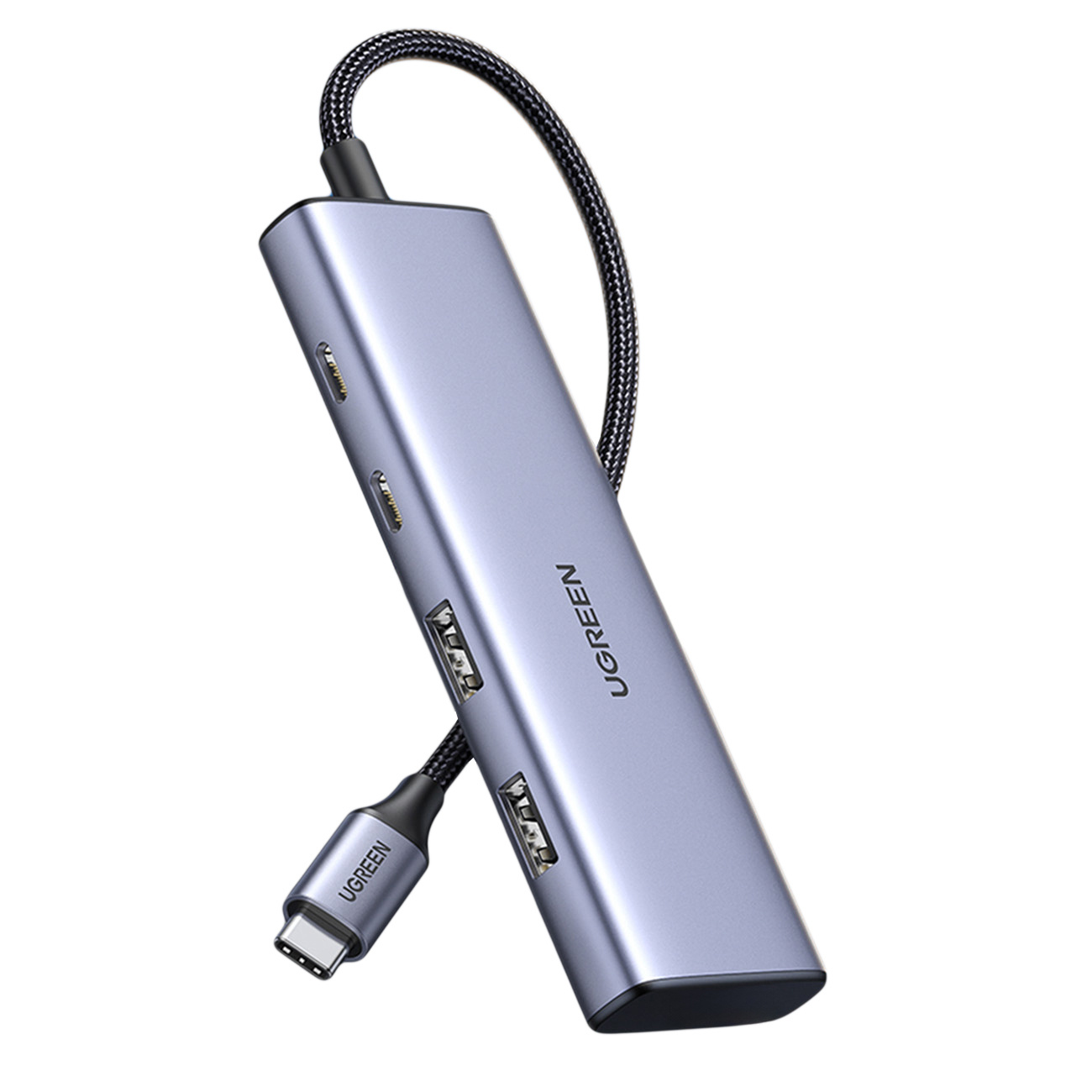 UGREEN CM473 Hub USB-C to 2xUSB-A, 2xUSB-C, 20 cm (grey)
