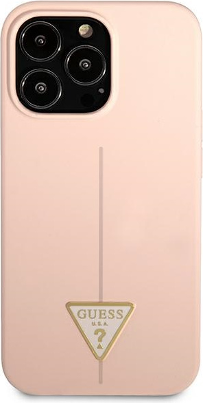 Guess GUHCP13XSLTGP Apple iPhone 13 Pro Max pink hardcase Silicone Triangle