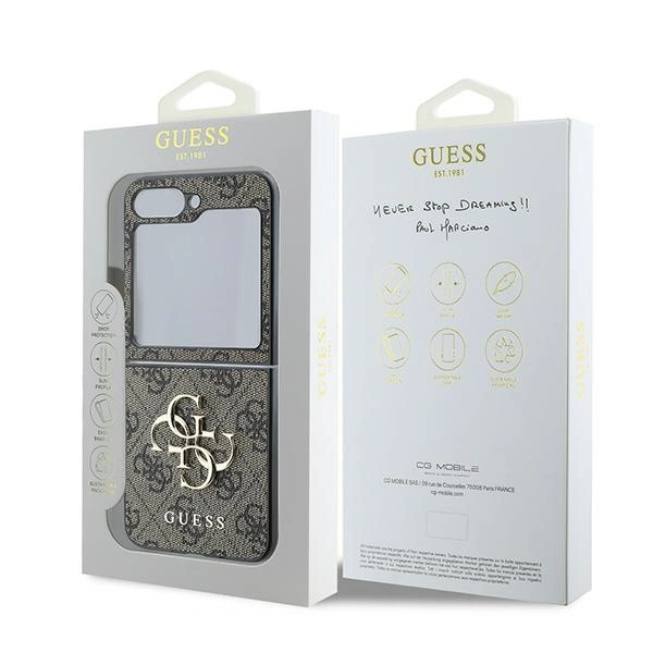 Case Guess GUHCZF64GMGBR Samsung Galaxy Z Flip6 Leather 4G Metal Logo brown/brown