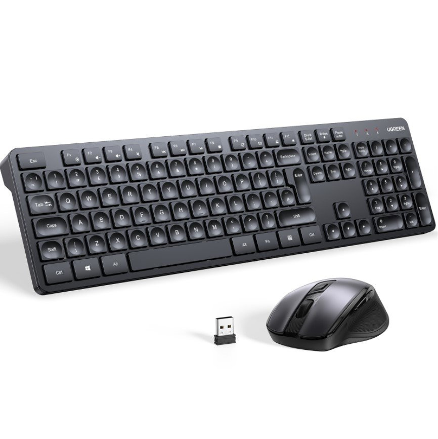 Wireless 2-in-1 set UGREEN MK006 mouse + keyboard 2.4GHz plug&play black