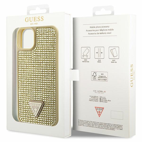 Guess GUHCP14SHDGTPD Apple iPhone 14 gold hardcase Rhinestone Triangle