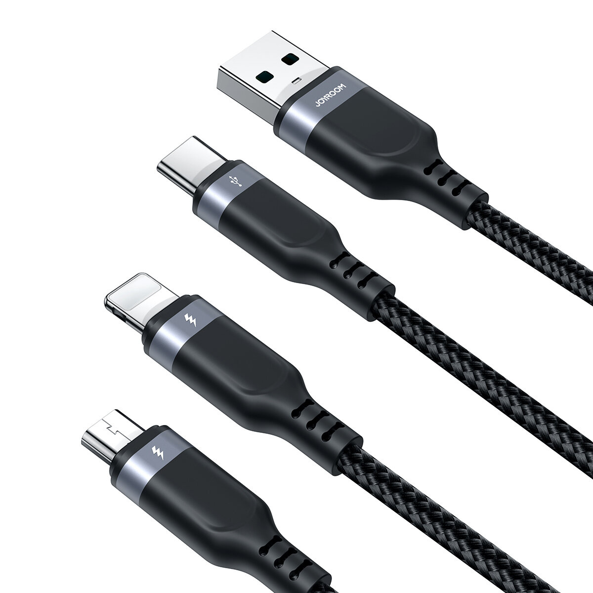 3w1 Joyroom Multi-Use Series S-1T3018A18 USB-A / Lightning, USB-C, micro USB 1.2m - black