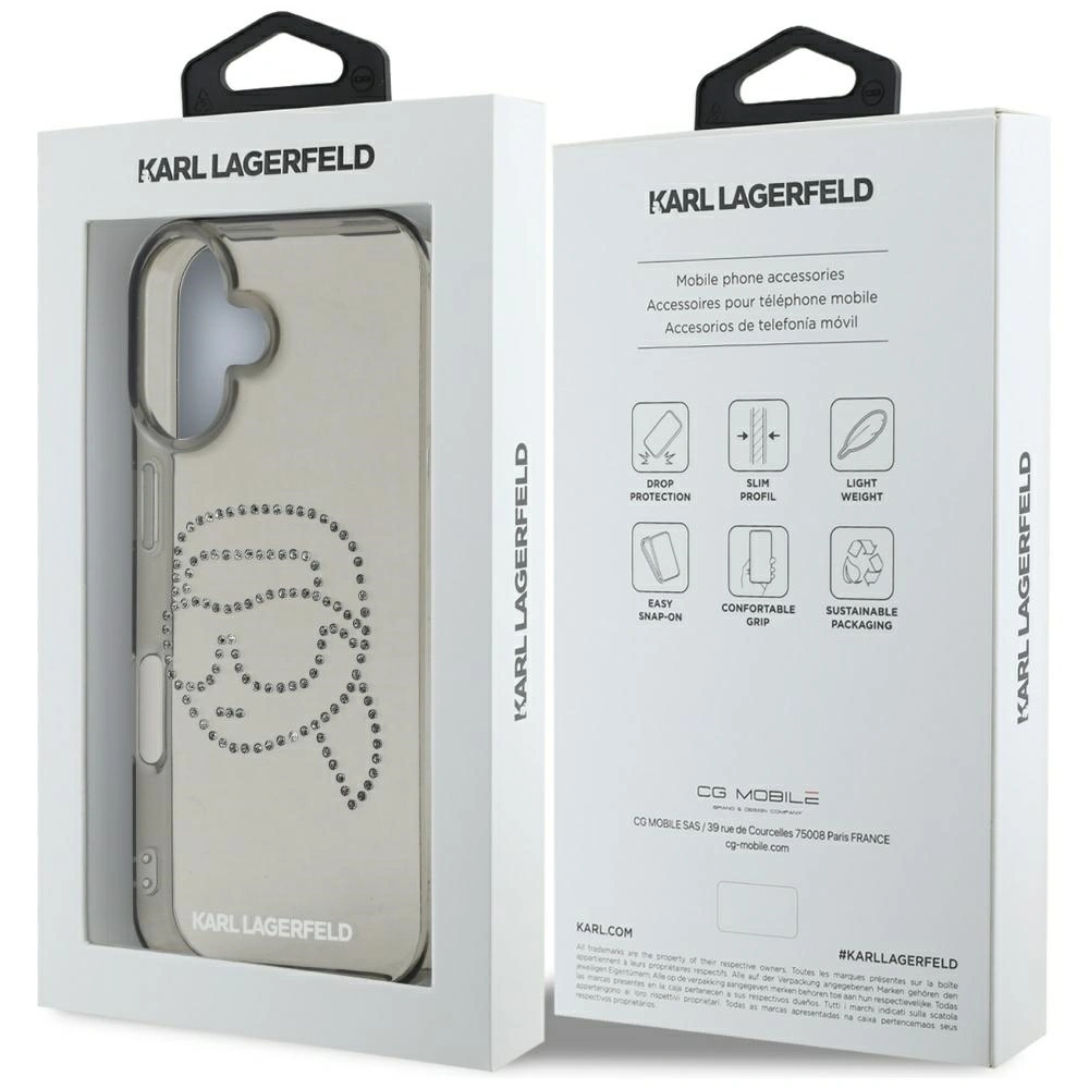 Karl Lagerfeld IML Rhinestones Karl Head Apple iPhone 16 black