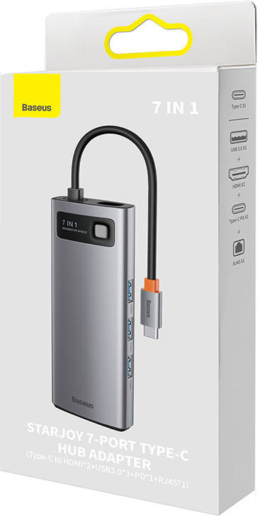 Hub 7in1 Baseus Metal Gleam Series USB-C - 3x USB 3.0 + HDMI + USB-C PD + VGA + Ethernet RJ45
