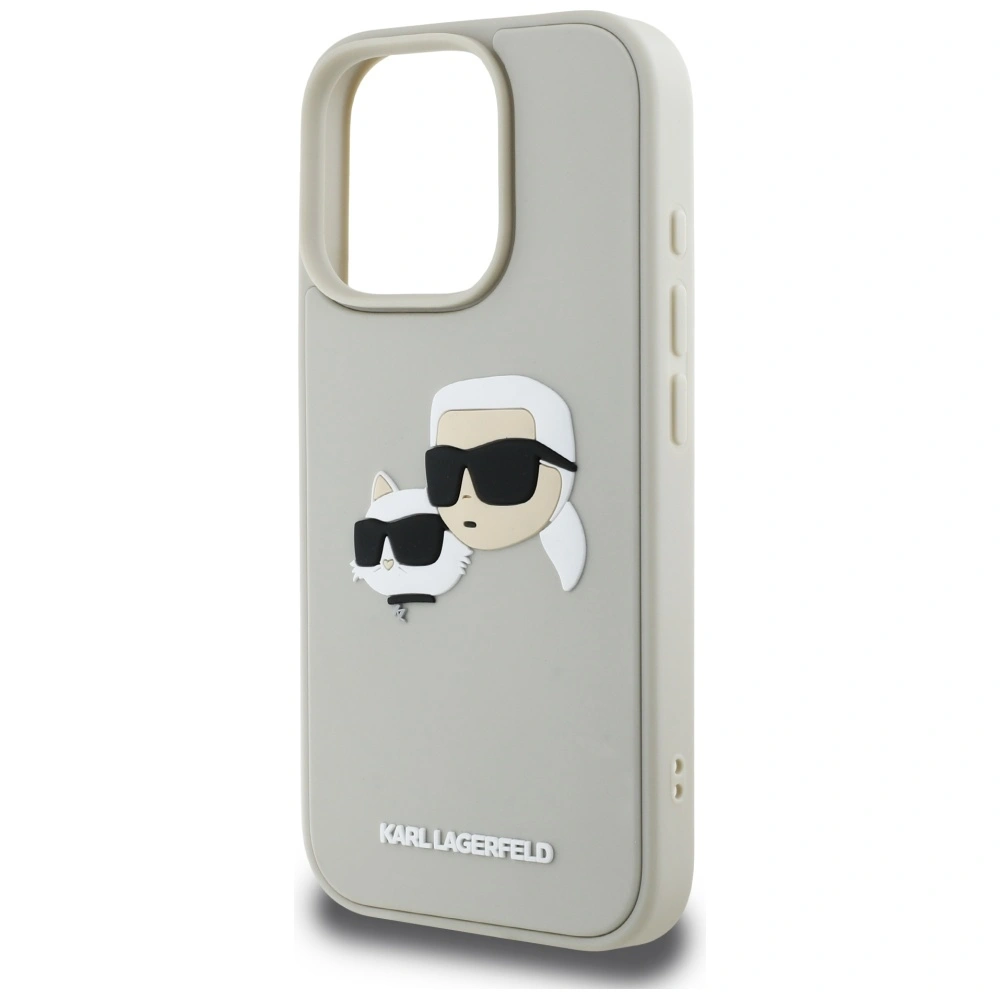 Karl Lagerfeld HC 3D Rubber Double Heads Apple iPhone 16 Pro Max beige