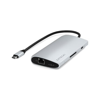 Satechi USB-C Multiport 8K adapter USB-C / USB-C, HDMI, 3xUSB-A 3.2 Gen 2 10Gbps, USB-A 3.2 Gen 1 5Gbps, SD/TF silver