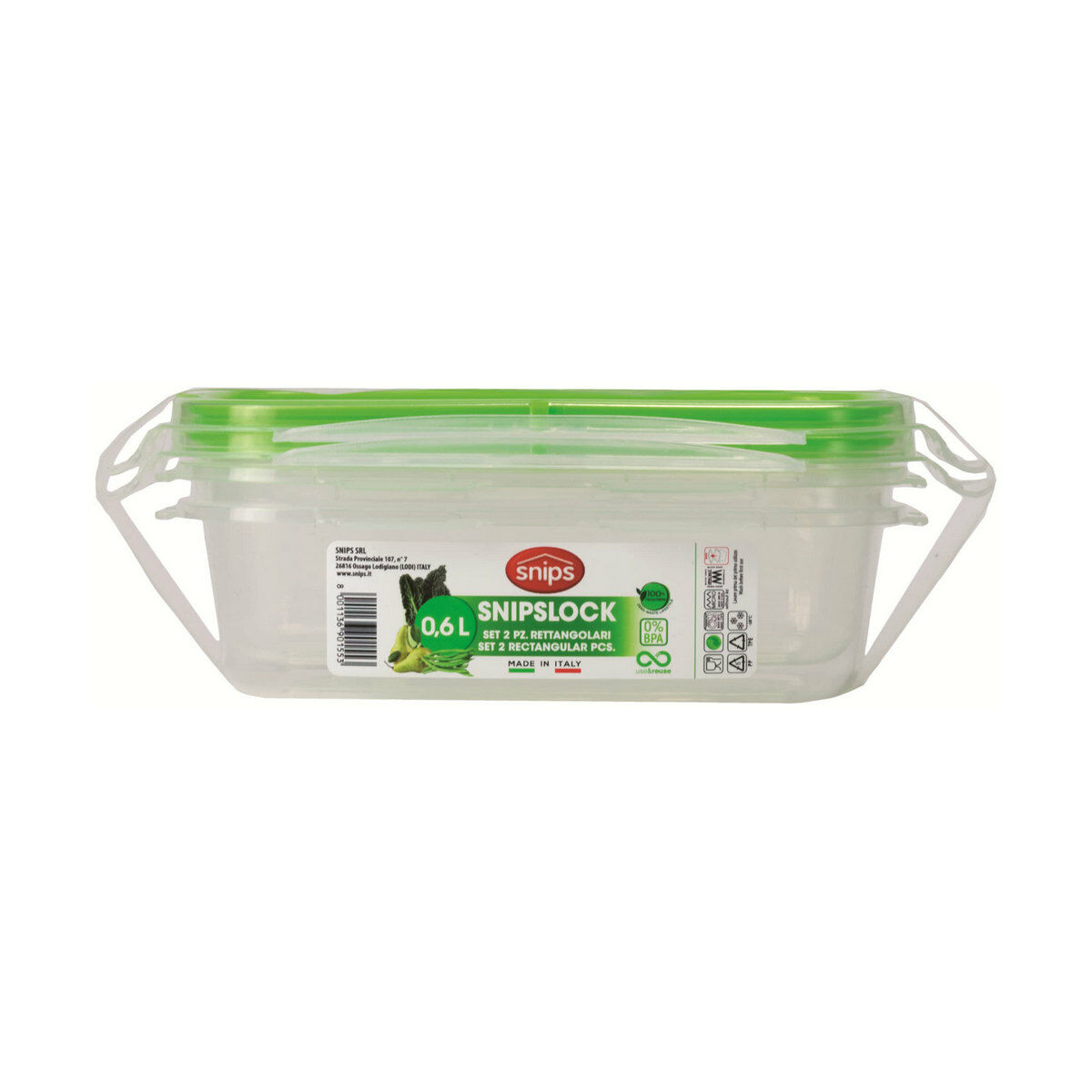 Lunch box Snips 600 ml Hermetically sealed (2 Units)