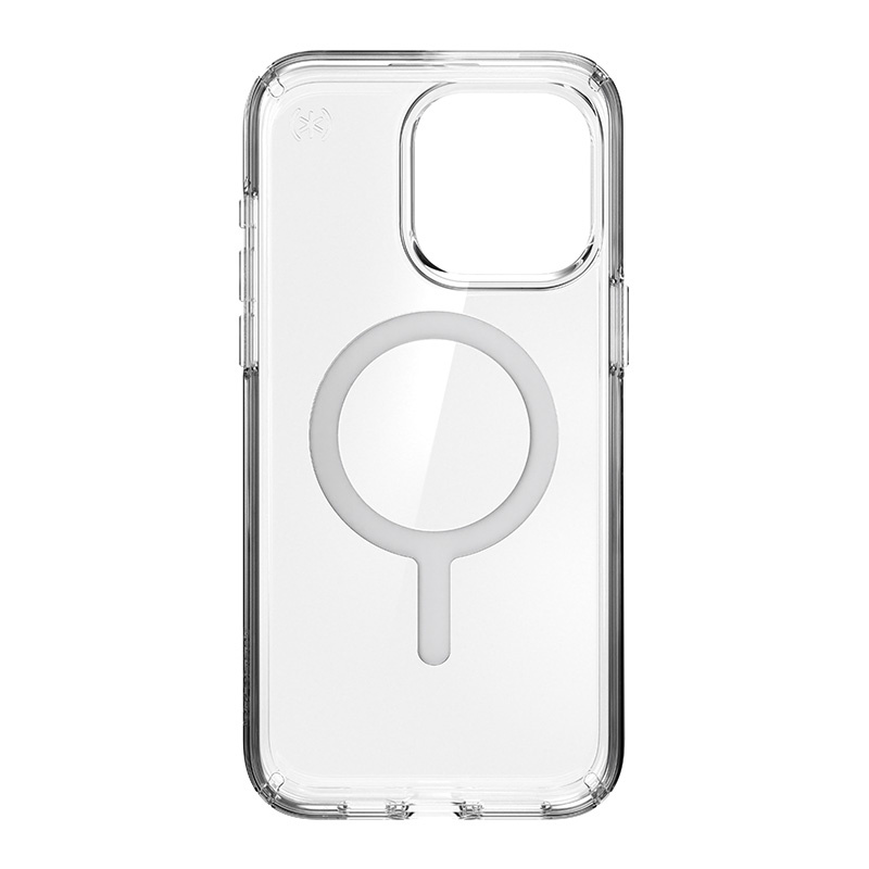 Speck Presidio Perfect-Clear MagSafe Apple iPhone 15 Pro (Clear/Chrome Finish/Serene Silver)