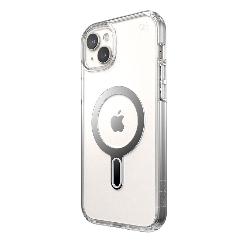 Speck Presidio Perfect-Clear ClickLock MagSafe Apple iPhone 15 Plus (Clear/Chrome Finish/Serene Silver)