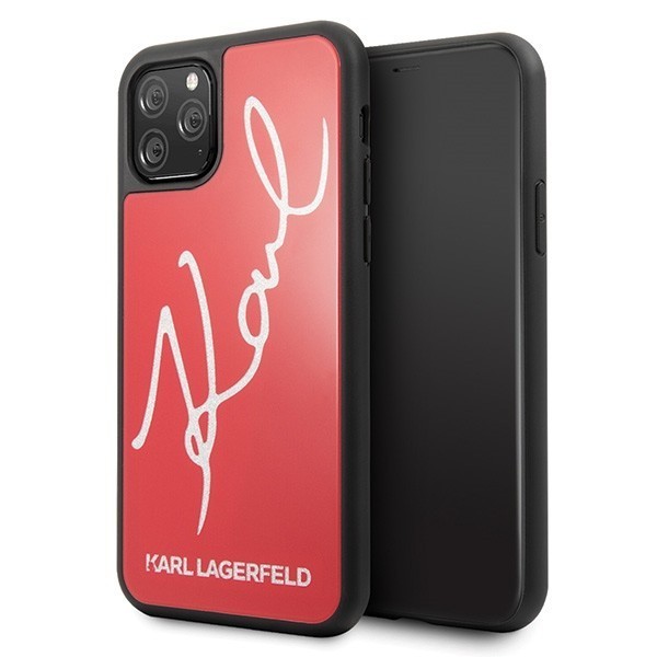 Karl Lagerfeld KLHCN58DLKSRE iPhone 11 Pro red hard case Signature Glitter