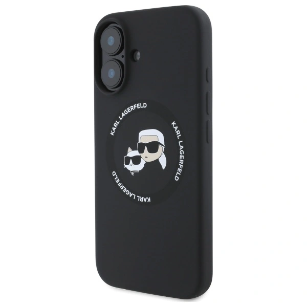 Karl Lagerfeld KLHMP16SSKCHTCK Apple iPhone 16 hardcase Silicone Karl&Choupette Heads MagSafe black