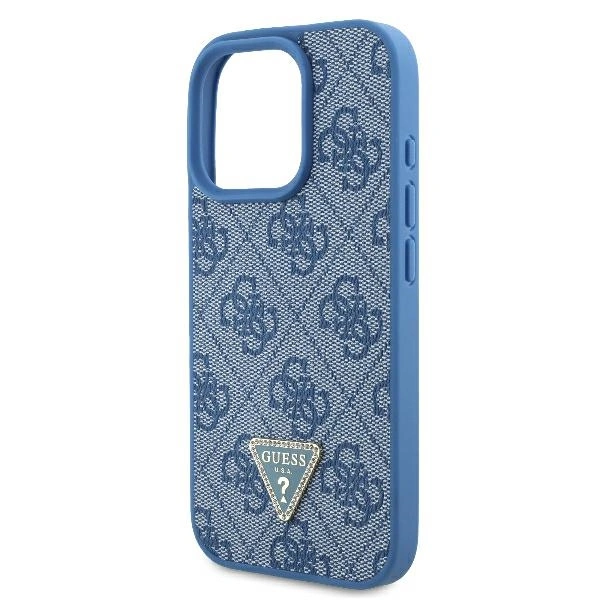 Case Guess GUHCP16LP4TDSCPB Apple iPhone 16 Pro hardcase Leather Metal Logo Strass Crossbody blue