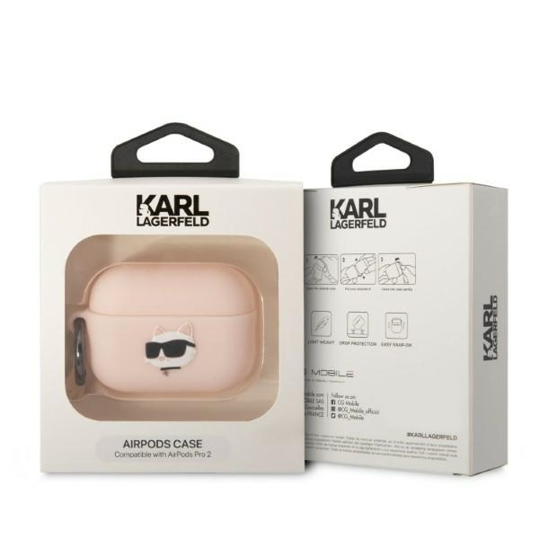 Karl Lagerfeld KLAP2RUNCHP Apple AirPods Pro 2 cover pink Silicone Choupette Head 3D