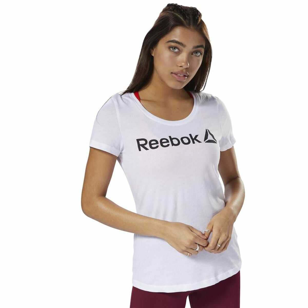 Women’s Short Sleeve T-Shirt Reebok Scoop Neck White