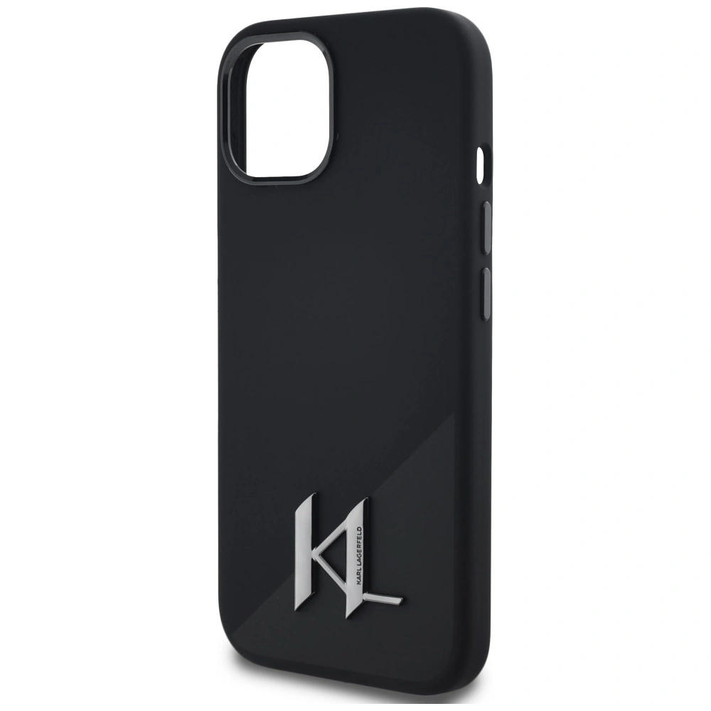 Karl Lagerfeld Silicone Shadow Metal Initial MagSafe Apple iPhone 15 black