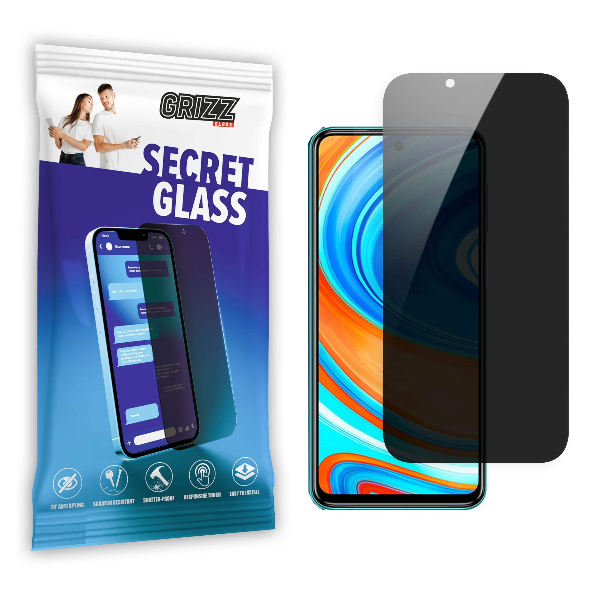 GrizzGlass SecretGlass Xiaomi Redmi Note 9 Pro 4G