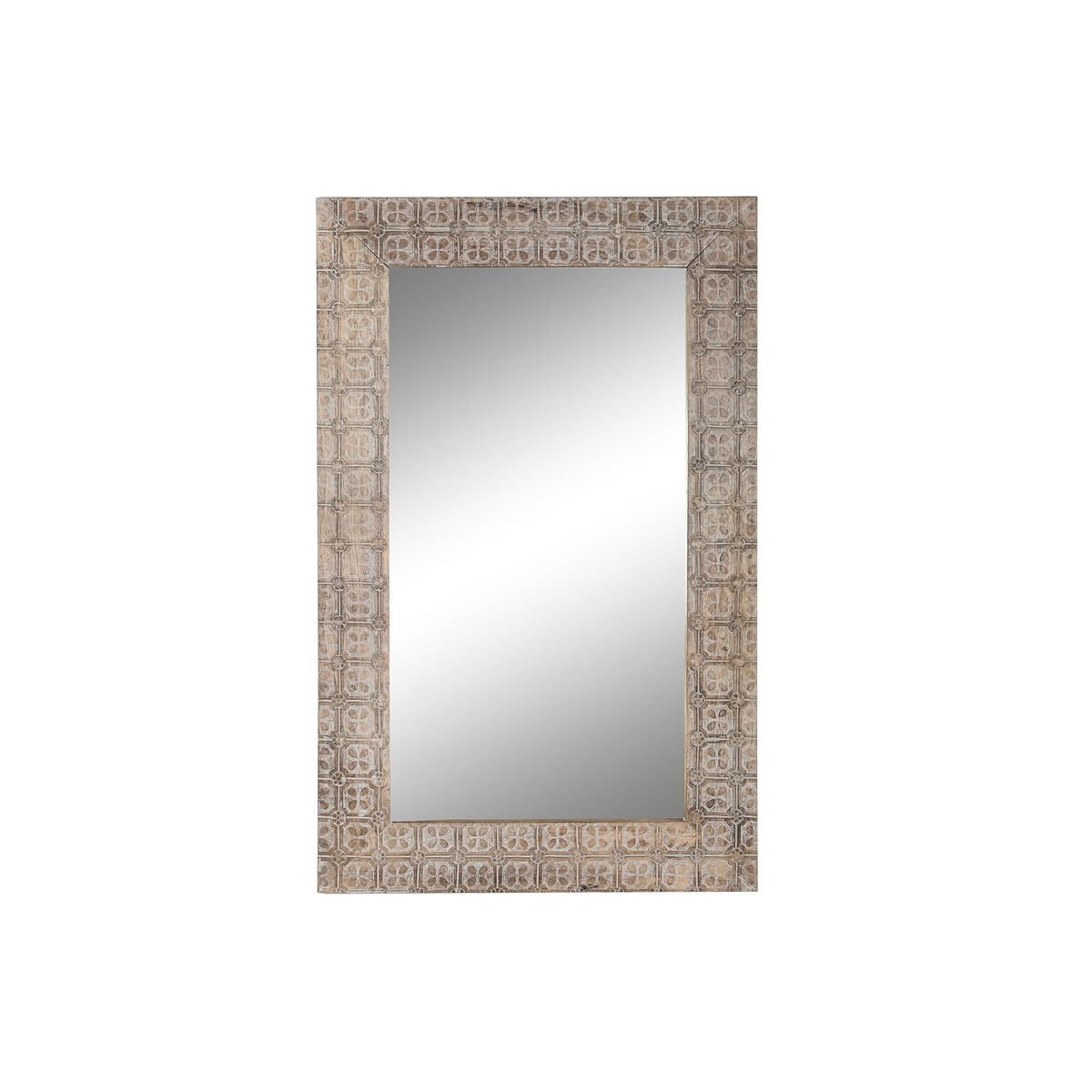 Wall mirror DKD Home Decor 76,5 x 3 x 122 cm Crystal Natural Brown Mango wood Indian Man