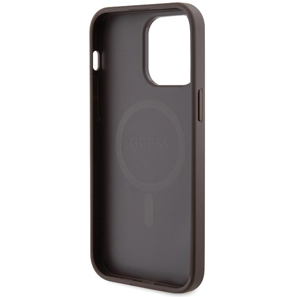 Guess GUHMP13LG4GFRW Apple iPhone 13 / 13 Pro hardcase 4G Collection Leather Metal Logo MagSafe brown