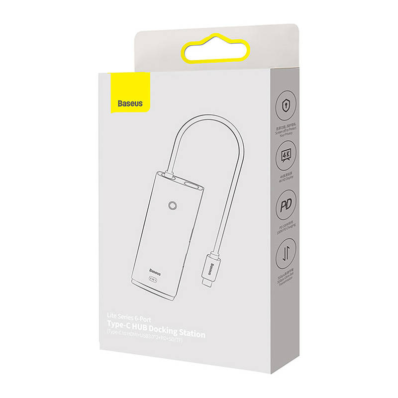 Baseus OS Lite HUB 6-Port USB-C/HDMI - USB3.0x2 - PD - SD/TF (black)