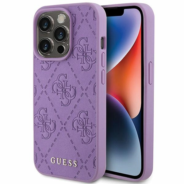 Guess GUHCP15XP4EPMU Apple iPhone 15 Pro Max hardcase Leather 4G Stamped light purple