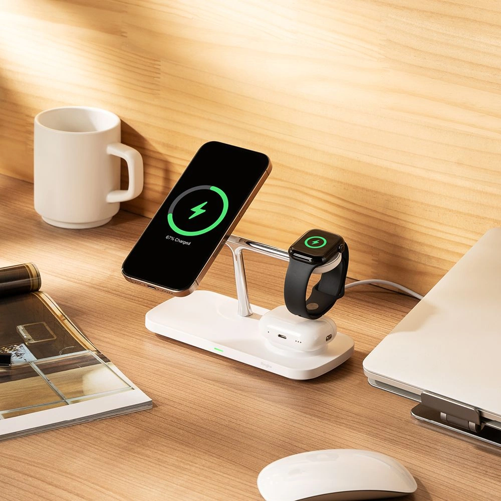 Ringke 3in1 Qi2 Magnetic Charger MagSafe Wireless Charger White