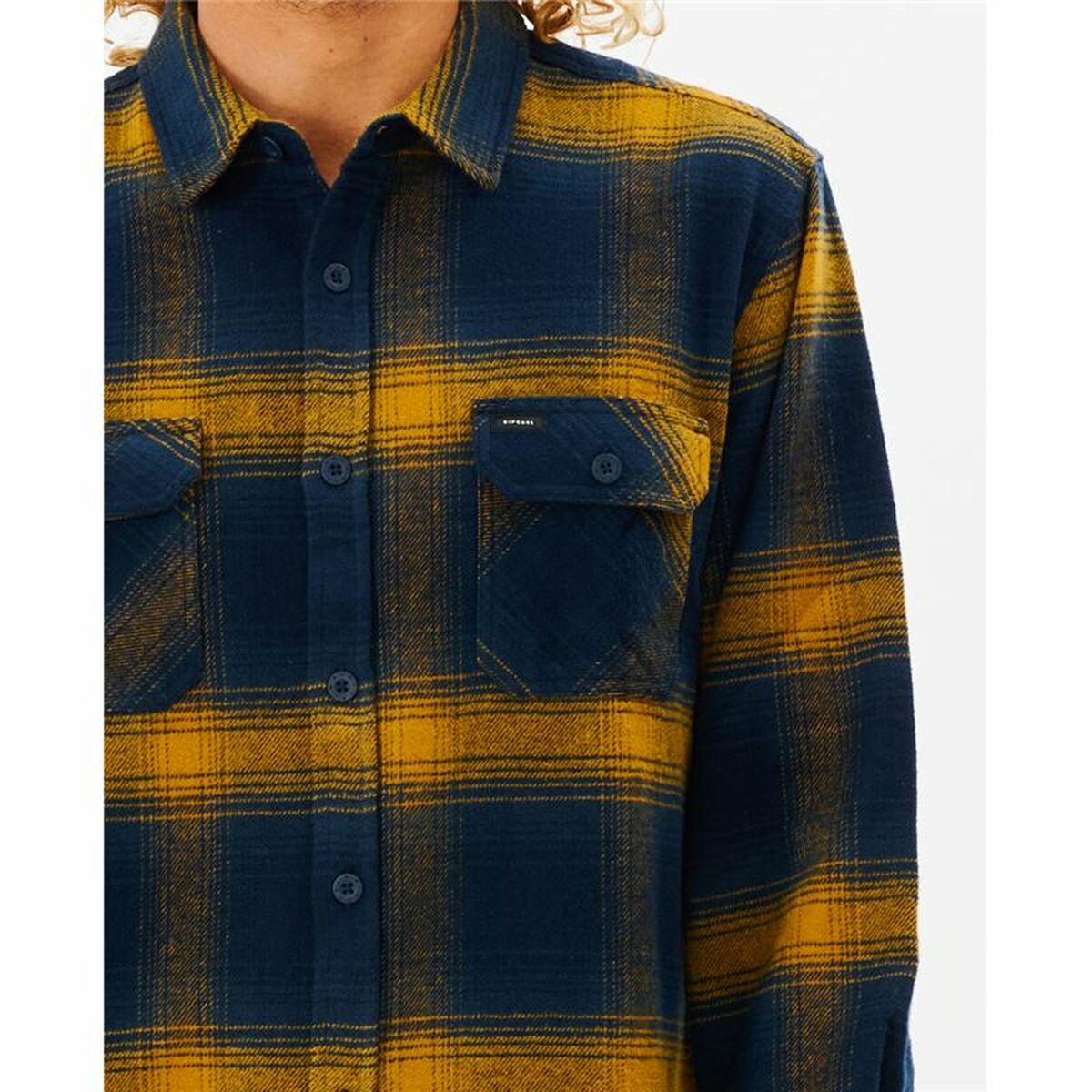 Men’s Long Sleeve Shirt Rip Curl Count Blue Yellow Franela