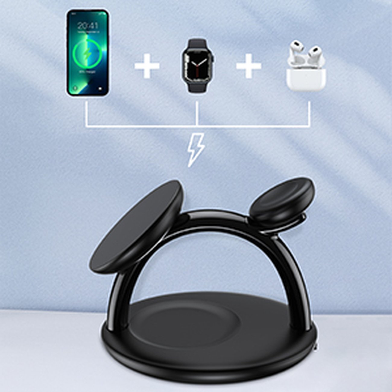 Choetech T587-F Wireless Charger 3in1 iPhone 12/13/14, AirPods Pro, Apple Watch black