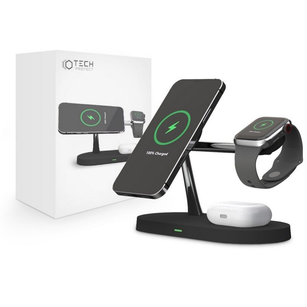 Tech-protect A12 3in1 Magnetic Magsafe Wireless Charger Black
