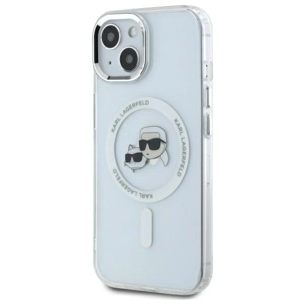 Karl Lagerfeld KLHMP14SHLSKCH Apple iPhone 14 hardcase IML Metal Karl&Choupette Head MagSafe white