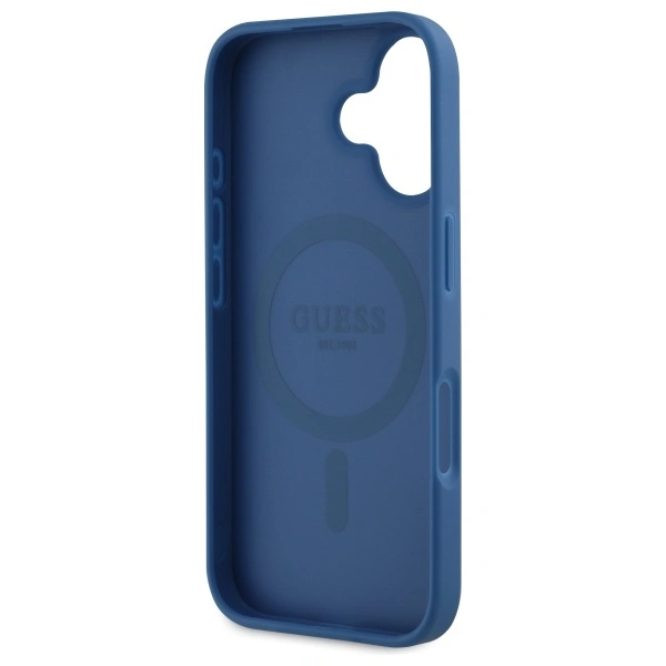 Guess GUHMP16SP4ROPEMCB Apple iPhone 16 hardcase 4G Flowers Print MagSafe blue