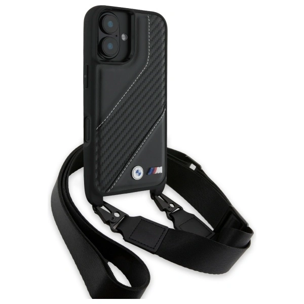 BMW BMHCP16M23PSCCK Apple iPhone 16 Plus hardcase M Edition Carbon Stripe & Strap black
