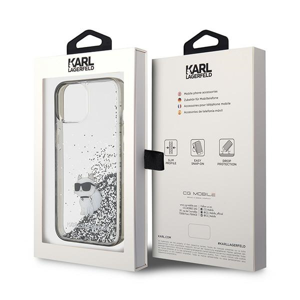 Karl Lagerfeld KLHCP15SLKCNSK Apple iPhone 15 hardcase Liquid Glitter Choupette transparent