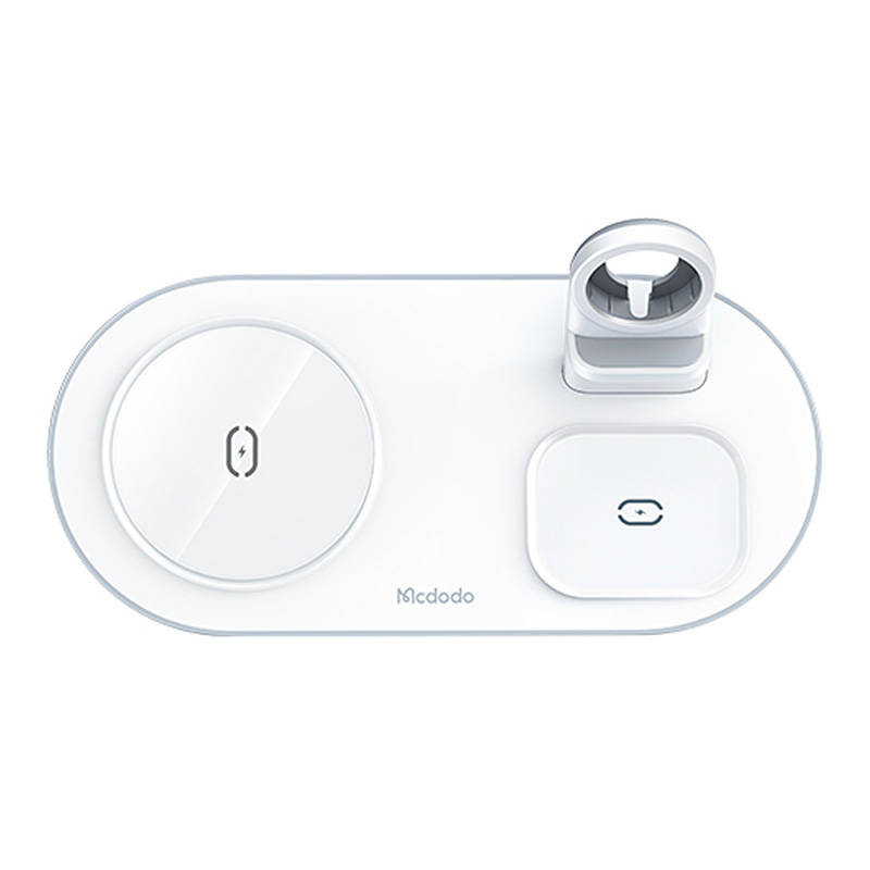 Mcdodo CH-7062 3-in-1 wireless charger, 15W white + USB-C / USB-C cable